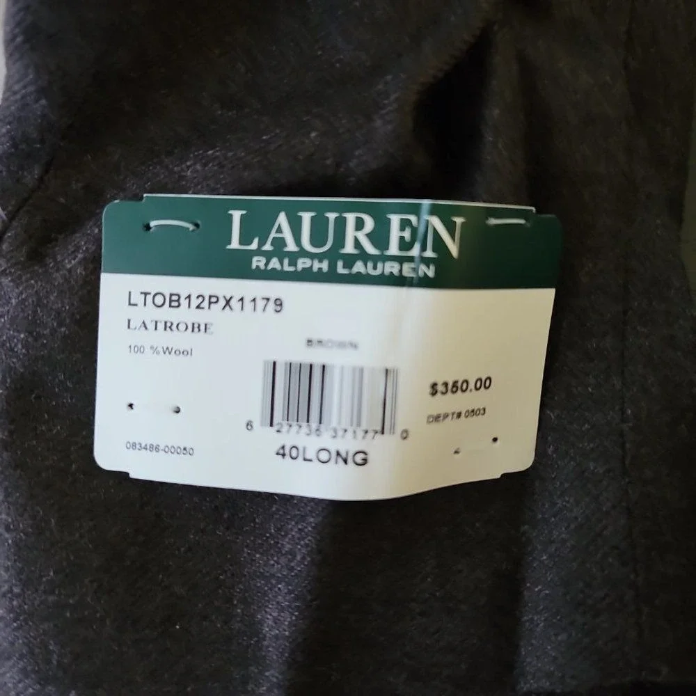 LRL Ralph Lauren Blazer Mens 40L‎ 40 Brown Twill Stretch Sport Coat $350 NEW